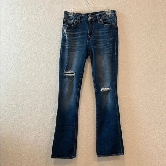 True Religion Becca Mid Rise Bootcut Distressed Jeans - Picture 1 of 11